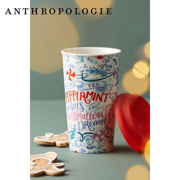 Anthropologie Other - Anthropologie Peppermint & Marshmallow Travel Mug